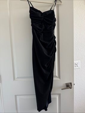 Abercrombie & Fitch Black Ruched Midi Dress